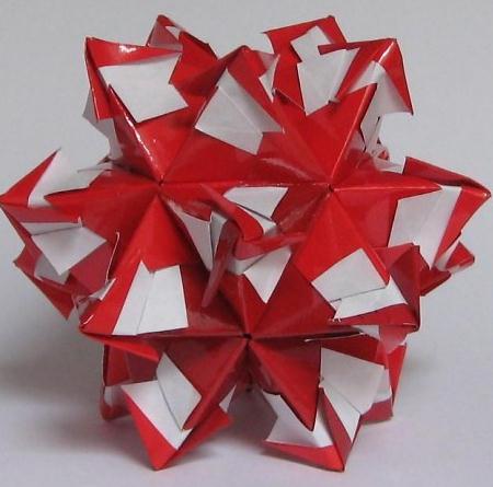 菱角纸球花折纸图解教程