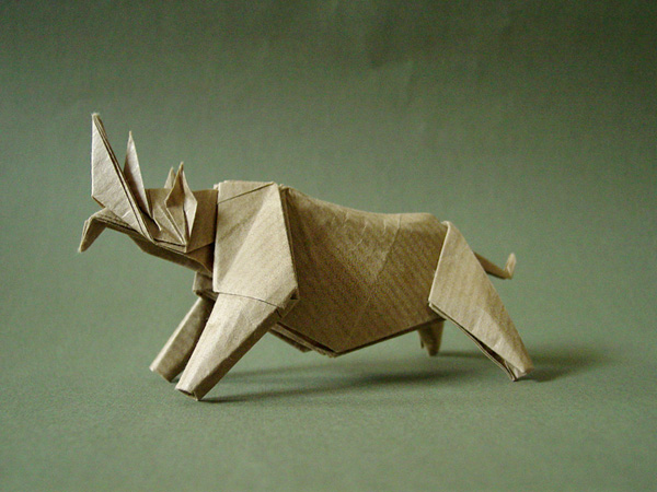 手工折纸黑犀牛折纸图谱教程—Ronald Koh