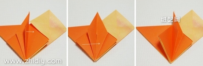 折纸心千纸鹤手工折纸图解教程制作过程中的第十一步