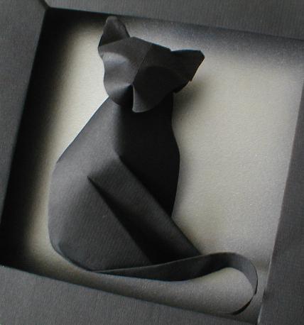 手工折纸坐立猫折纸图谱教程—Herman Van Goubergen