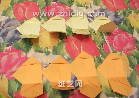 百变组合折纸篮子|折纸盒子手工制作教程制作过程中的第十六步