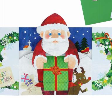 圣诞老人圣诞贺卡手工制作教程（可开合立体卡片）