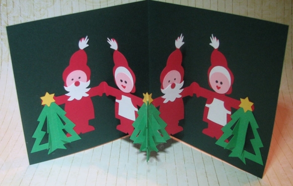 圣诞老人圣诞树组合式圣诞贺卡教程与图纸下载