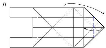 根据折叠方面的一些要求使得折纸模型的右边结构形成了三角形的构造
