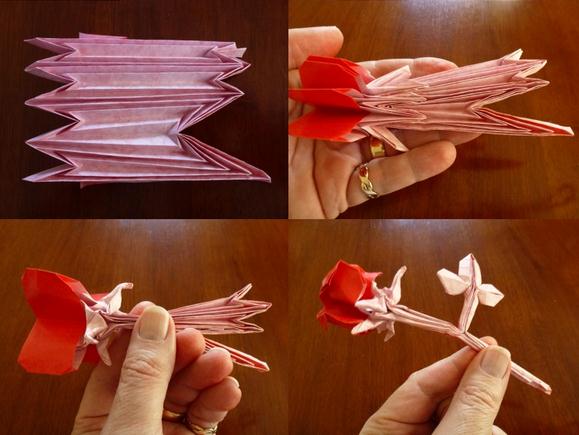 详细的折纸玫瑰花折法教程说明手把手教你学会制作折纸玫瑰花
