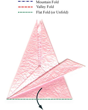 将折纸千纸鹤的翅膀结构进行一个相关的翻折操作