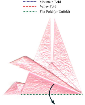 现在的折叠结构就是将折纸千纸鹤另外的一个结构也完成相关的折叠