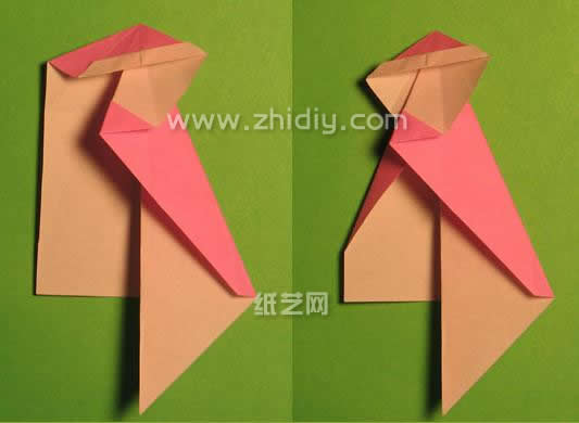 折纸圣诞老人的结构制作难点体现在其错位的翻折上面