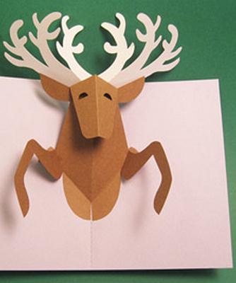 圣诞节驯鹿圣诞贺卡立体卡片模版下载与教程