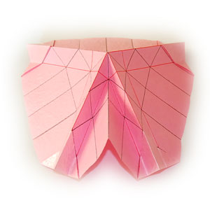 形成立体结构之后的折纸QT玫瑰花已经形成了中点式结构