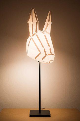兔子头的纸模型纸艺灯具