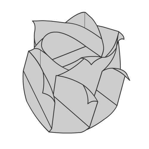 最终呈现在我们面前的五瓣折纸玫瑰花从基本的构型的角度来说属于最为漂亮的折纸玫瑰花