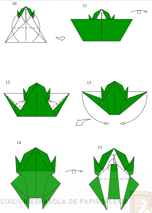 折纸树蛙从立体构型的角度来讲更加适合手工折纸爱好者的制作