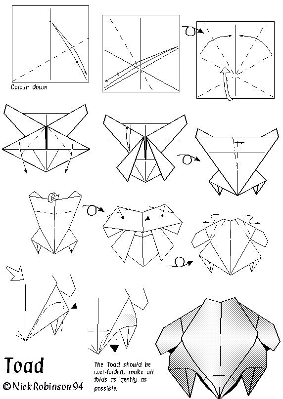 经典的折纸蟾蜍制作教程和折纸青蛙的制作在构型上还是相当相似的