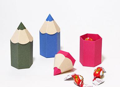 儿童折纸纸模型之铅笔礼盒的手工图解教程与模版