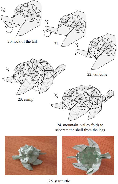 最终完成制作之后的折纸星乌龟从真实感和立体效果上来看都达到了类似完美