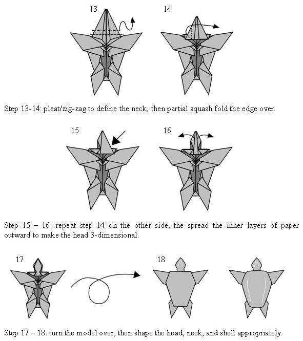 详细的折纸图解教程一步一步的帮助你完成折纸海龟的折叠