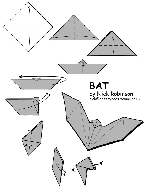 折纸蝙蝠的折叠教程一步一步的图解辅助你完成逼真的折纸蝙蝠