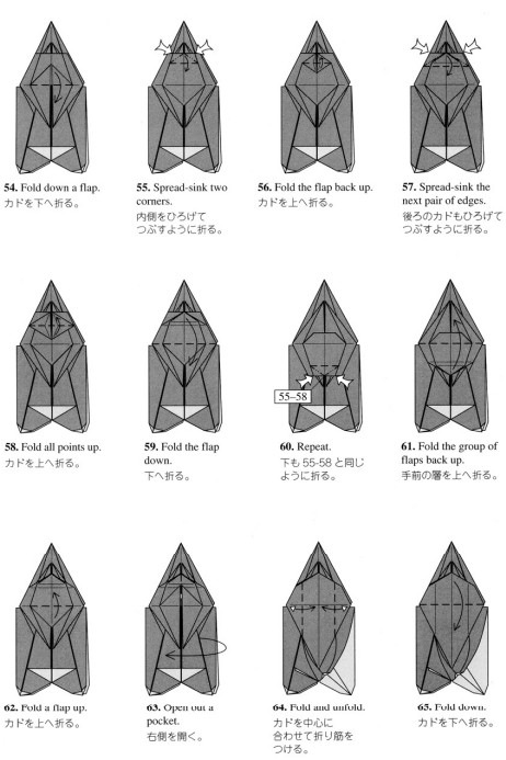 经典的折纸图解教程一步一步的教你学习折纸飞蝉的制作