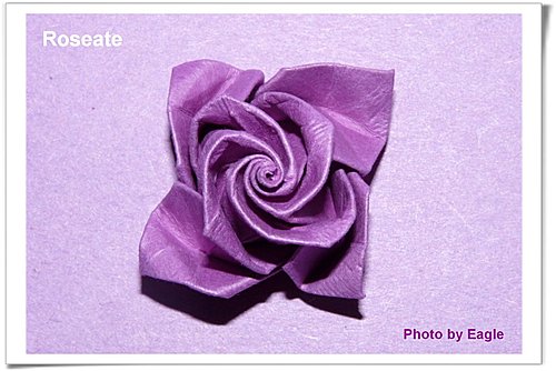 最后完成制作的紫玫瑰花的折纸制作可以经过简单的加工让其变得更加漂亮