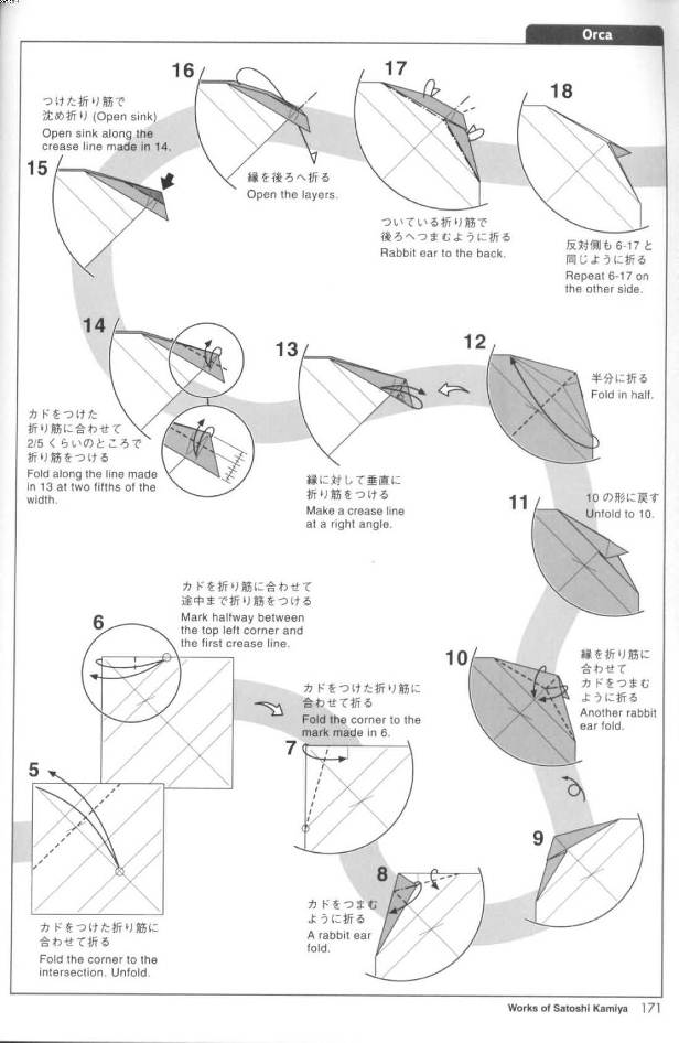 手工折纸动物图解教程教你如何通过自己的折叠来塑造出漂亮的蓝鲸来