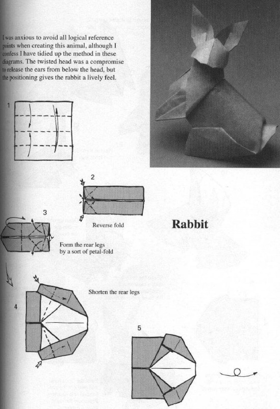 手工折纸小兔子的基本折法图解教程展现出来的精美的折纸小兔子制作