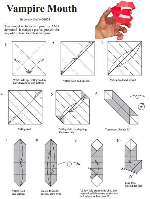 折纸鬼牙的图纸教程帮助你更好的学习万圣节折纸制作