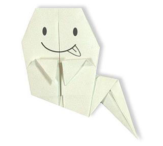 儿童折纸大全之万圣节简单折纸鬼魂教程