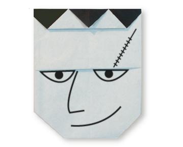 儿童折纸大全图解教程之万圣节怪人脸折纸教程