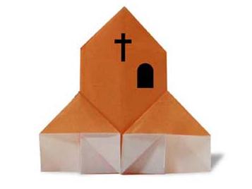 儿童折纸大全之万圣节折纸教堂折法教程