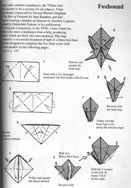 折纸猎狐犬的基本折法教程告诉你如何制作真实的折纸猎狐犬