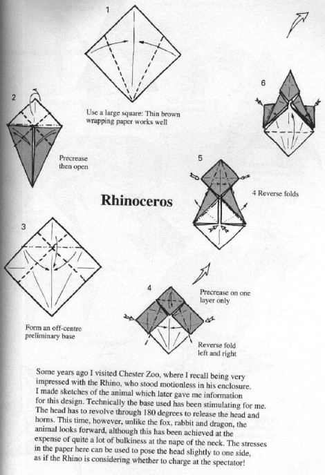漂亮的折纸犀牛实际上的基本折法还是相当简单和容易操作的