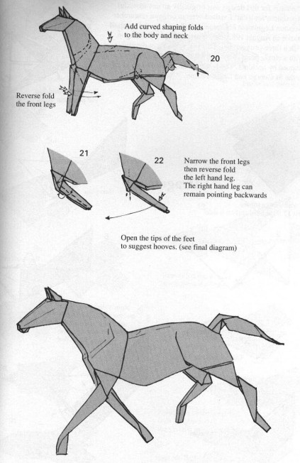 经典的折纸马图解教程帮助我们更好的理解手工折纸动物的折叠构型制作
