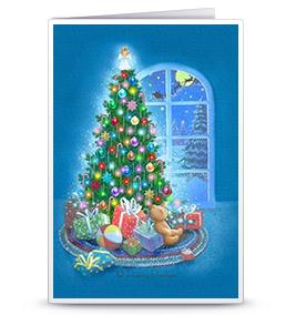 圣诞贺卡之装饰圣诞树可打印圣诞节贺卡模板免费下载