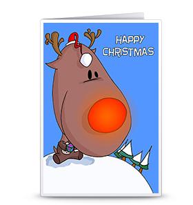 圣诞贺卡之卡通驯鹿可打印圣诞节贺卡模版下载