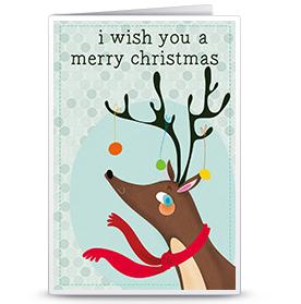 圣诞贺卡之圣诞驯鹿快乐祝福可打印立体圣诞贺卡模版下载