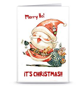 圣诞贺卡之卡通快乐圣诞老人手工制作贺卡可打印模版PDF下载