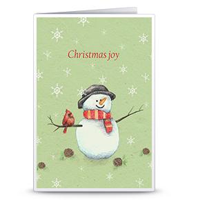 圣诞贺卡之雪中的圣诞雪人手工制作贺卡可打印模版下载