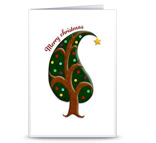 圣诞贺卡之卡通圣诞树贺卡手工制作可打印PDF免费下载