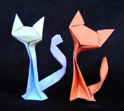 折纸大全之立体折纸萌猫的折纸视频教程