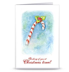 圣诞贺卡之感恩的圣诞棒棒糖手工制作可打印贺卡模版下载