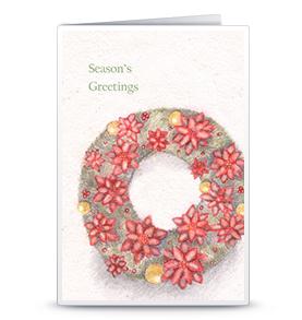 圣诞贺卡之唯美圣诞花环可打印手工贺卡模版PDF免费下载