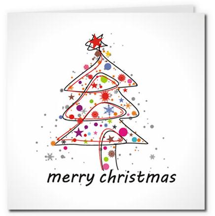 圣诞贺卡之彩色摩登圣诞树的自制手工贺卡PDF模版免费下载