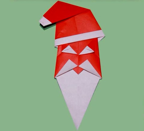 圣诞节手工折纸教程告诉你如何折叠出漂亮的折纸圣诞老人头来