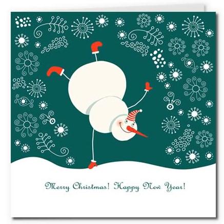 圣诞贺卡之玩杂耍的圣诞雪人的手工贺卡制作模版免费下载