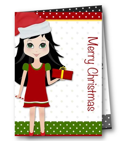 【圣诞女孩】漂亮可打印圣诞贺卡制作图片与手工DIY模版