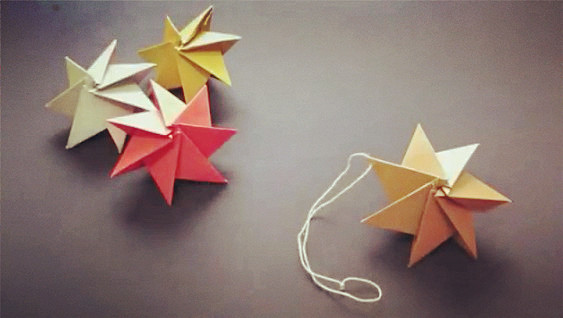 圣诞节折纸大全之新年装饰星星的组合折纸视频教程