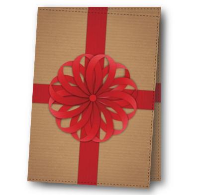 圣诞贺卡之圣诞礼盒包装可打印圣诞贺卡模版下载