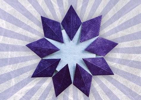 折纸大全之九型星折纸花的折纸视频教程