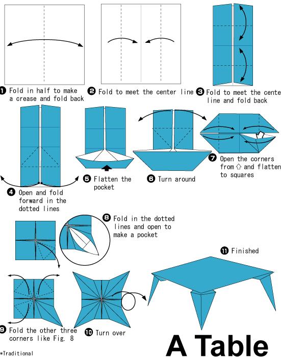 桌子折纸的简单折法教程—儿童手工折纸大全图解教程